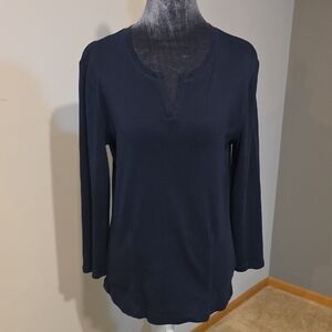 Jones New‎ York Navy Long Sleeve Top Sz Med